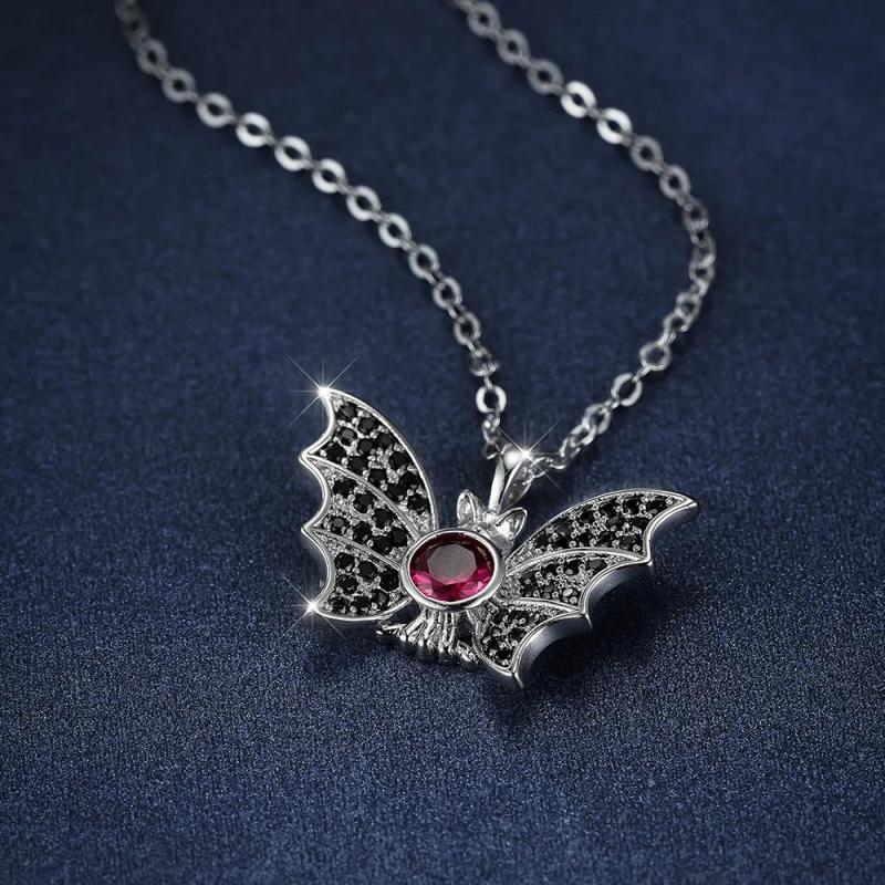 Vintage Bat Pendant Necklace Plated Punk Gothic Witch Choker Necklaces