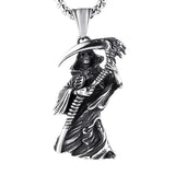 Stainless Steel Death God Skull Necklace Punk Jewelry Halloween Gift