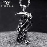 Stainless Steel Death God Skull Necklace Punk Jewelry Halloween Gift
