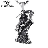 Stainless Steel Death God Skull Necklace Punk Jewelry Halloween Gift