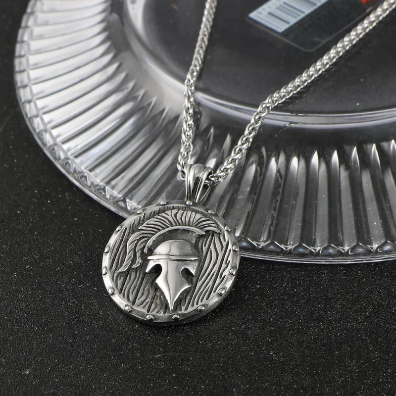 Roman Soldier Round Pendant Necklace Stainless Steel Jewelry