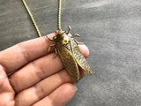 Vintage Cicada Pendant Necklace Unisex Men's Jewelry