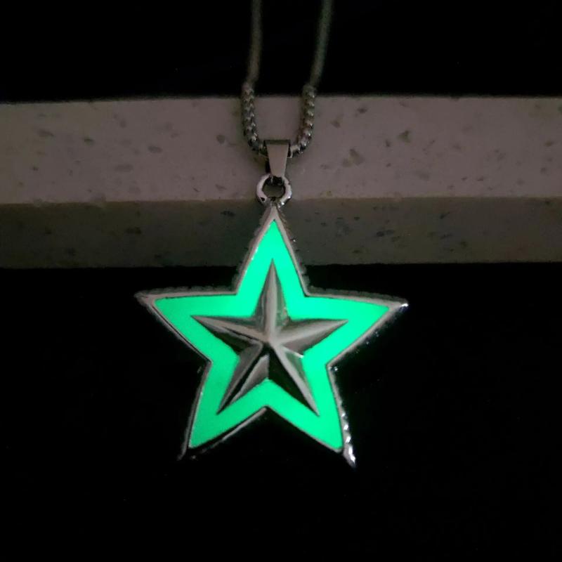 Vintage Glowing Pentagram Pendant Evil Magic Star Necklace