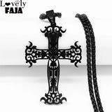 Gothic Cross Chain Necklace Stainless Steel Pendant