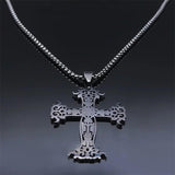 Gothic Cross Chain Necklace Stainless Steel Pendant