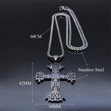 Gothic Cross Chain Necklace Stainless Steel Pendant