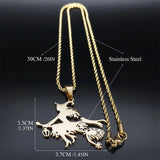 Cat Witch Magic Broom Necklaces Women Stainless Steel Pendant Necklaces