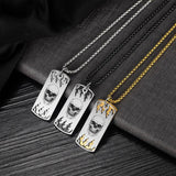 Gothic Halloween Skull Fire Men's Tag Pendant Necklace