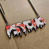 Halloween Necklace Horror Blood Drop Letter Pendant F19D