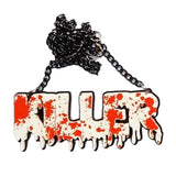 Halloween Necklace Horror Blood Drop Letter Pendant F19D