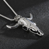 Big Bull Head Pendant Necklace For Men Halloween Jewelry