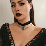 Vintage Red Crystal Halloween Spider Pendant Women Necklaces Gothic