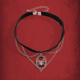Vintage Red Crystal Halloween Spider Pendant Women Necklaces Gothic