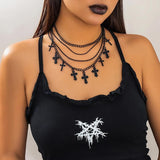 Punk Layered Chain Cross Pendant Necklace Women Halloween Choker