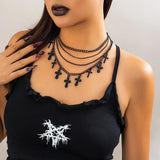 Punk Layered Chain Cross Pendant Necklace Women Halloween Choker