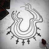 Punk Layered Chain Cross Pendant Necklace Women Halloween Choker