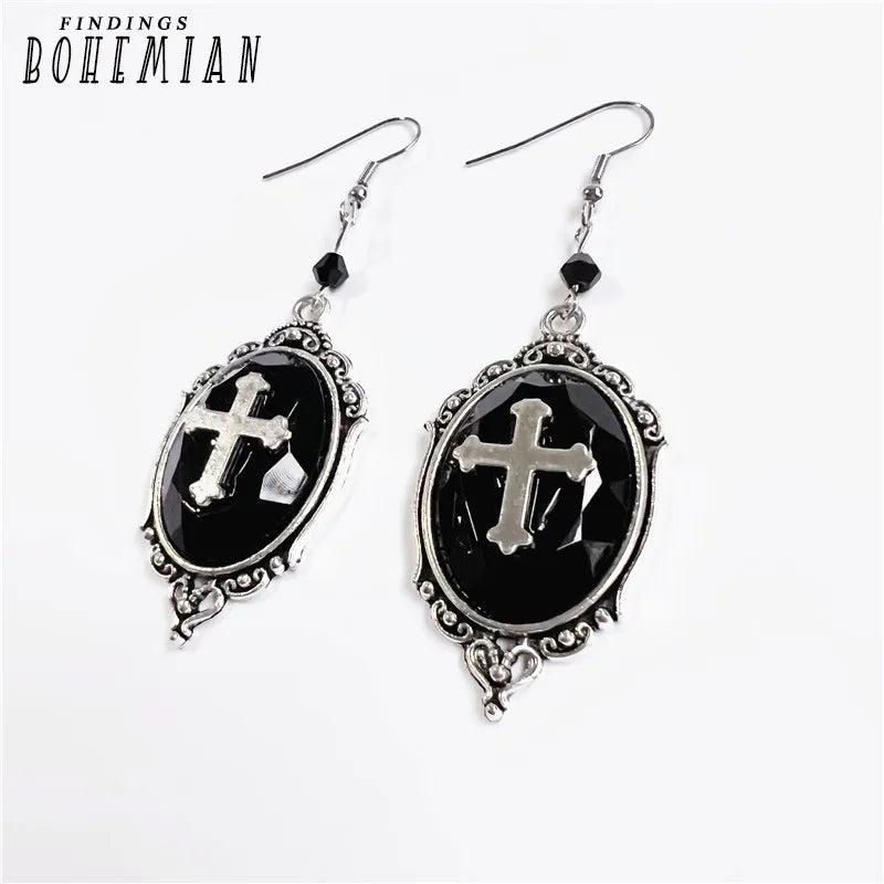 Gothic Cross Pendant Necklace Vampire Halloween Jewelry
