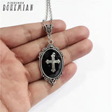 Gothic Cross Pendant Necklace Vampire Halloween Jewelry
