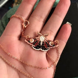 Gothic Moth Necklace Moon, Celestial Witch Accessories, Halloween Party