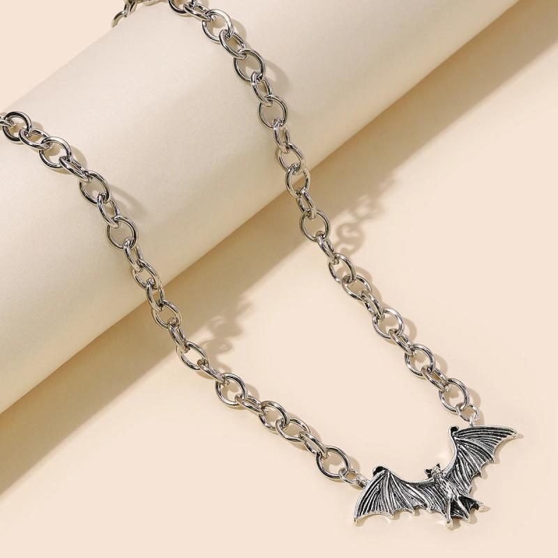 Vintage Punk Gothic Bat Chain Necklace for Women