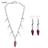 Coffin Plate Goth Earrings/Necklace for Halloween
