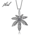 Men Leaf Pendant Christian Necklace Stainless Steel Jewelry