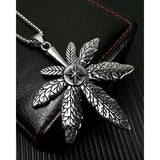 Men Leaf Pendant Christian Necklace Stainless Steel Jewelry