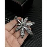 Men Leaf Pendant Christian Necklace Stainless Steel Jewelry