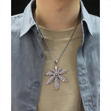 Men Leaf Pendant Christian Necklace Stainless Steel Jewelry