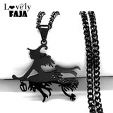 Goth Magic Witch Broom Necklace Stainless Steel Pendant Halloween Jewelry