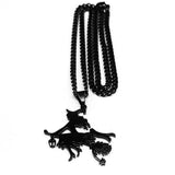 Goth Magic Witch Broom Necklace Stainless Steel Pendant Halloween Jewelry