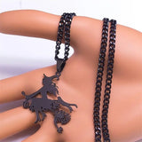 Goth Magic Witch Broom Necklace Stainless Steel Pendant Halloween Jewelry