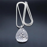 Antique Skull Skeleton Couples Moon Necklace Stainless Steel Pendant Halloween