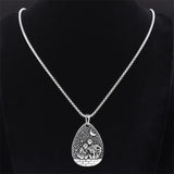 Antique Skull Skeleton Couples Moon Necklace Stainless Steel Pendant Halloween