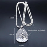Antique Skull Skeleton Couples Moon Necklace Stainless Steel Pendant Halloween