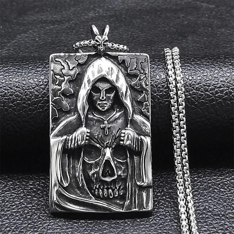 Masked Death Satan Cross Skeleton Skull Necklace Pendant