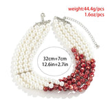 Halloween Blood Pearl Necklace Gothic Multi-layer