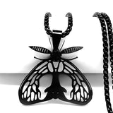 Gothic Moth Statement Necklace Stainless Steel Goth Butterfly Pendant