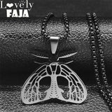 Gothic Moth Statement Necklace Stainless Steel Goth Butterfly Pendant