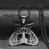 Gothic Moth Statement Necklace Stainless Steel Goth Butterfly Pendant