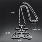 Gothic Moth Statement Necklace Stainless Steel Goth Butterfly Pendant