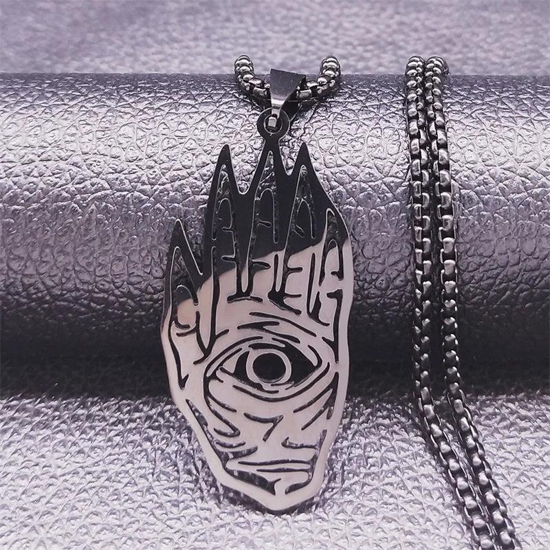 Demon Hand Eye Stainless Steel Long Necklace Halloween Gift