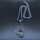 Demon Hand Eye Stainless Steel Long Necklace Halloween Gift