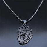 Demon Hand Eye Stainless Steel Long Necklace Halloween Gift