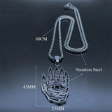 Demon Hand Eye Stainless Steel Long Necklace Halloween Gift