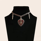Vintage Gothic Love Heart Evil Eye Pendent Necklace