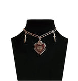 Vintage Gothic Love Heart Evil Eye Pendent Necklace