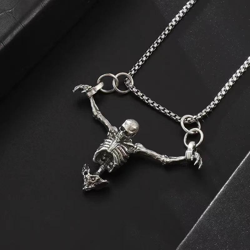Halloween Punk Skull Necklace for Vintage Style Party