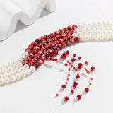 Red Crystal Tassel Choker Necklace Halloween Collar