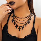 Goth Cross Jesus Tassel Choker Necklace Punk Metal Clavicle Chain